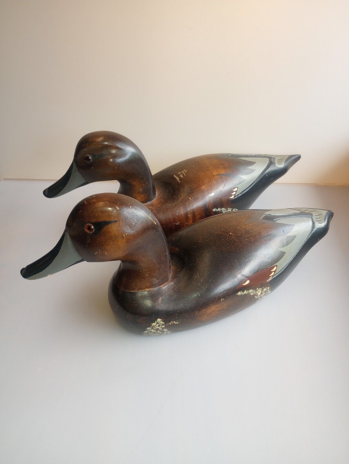 Pair Vintage Carved Wood  Duck Decoys Art Hunting Cabin