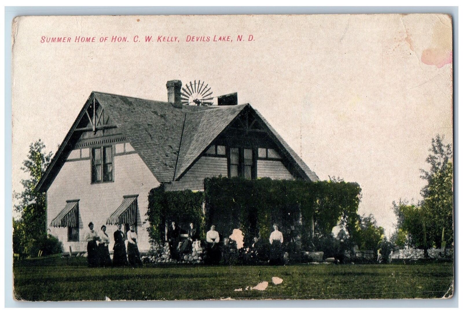 Devils Lake North Dakota Postcard Summer Home Of Hon. C. W. Kelley Scene c1910's