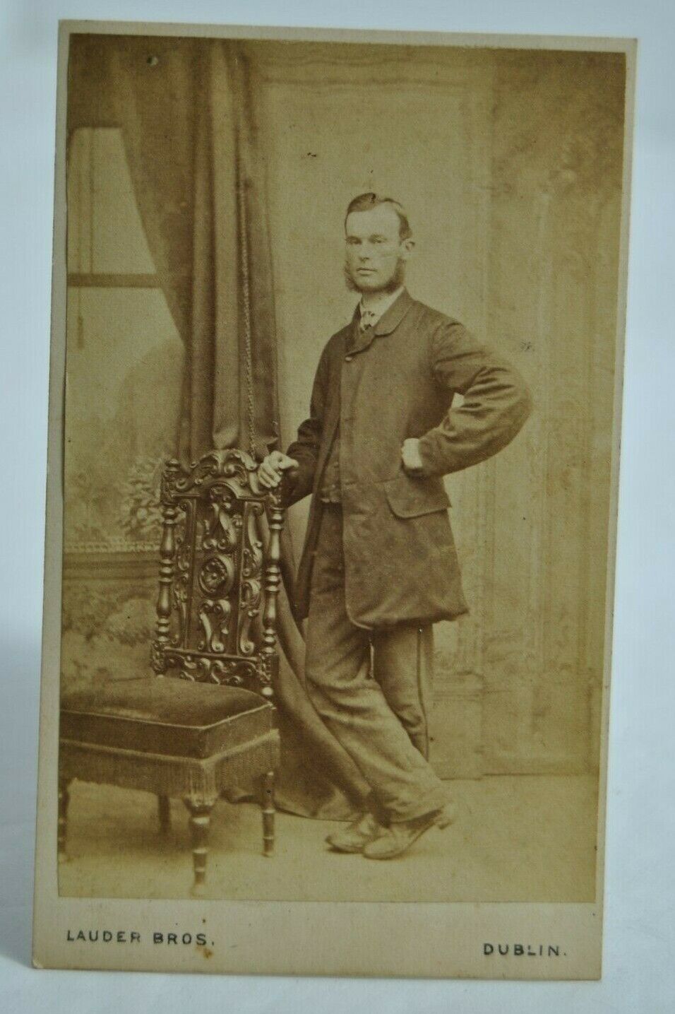 Antique CDV Photo of Victorian Dressed Man Lauder Bro. Photographers Dublin