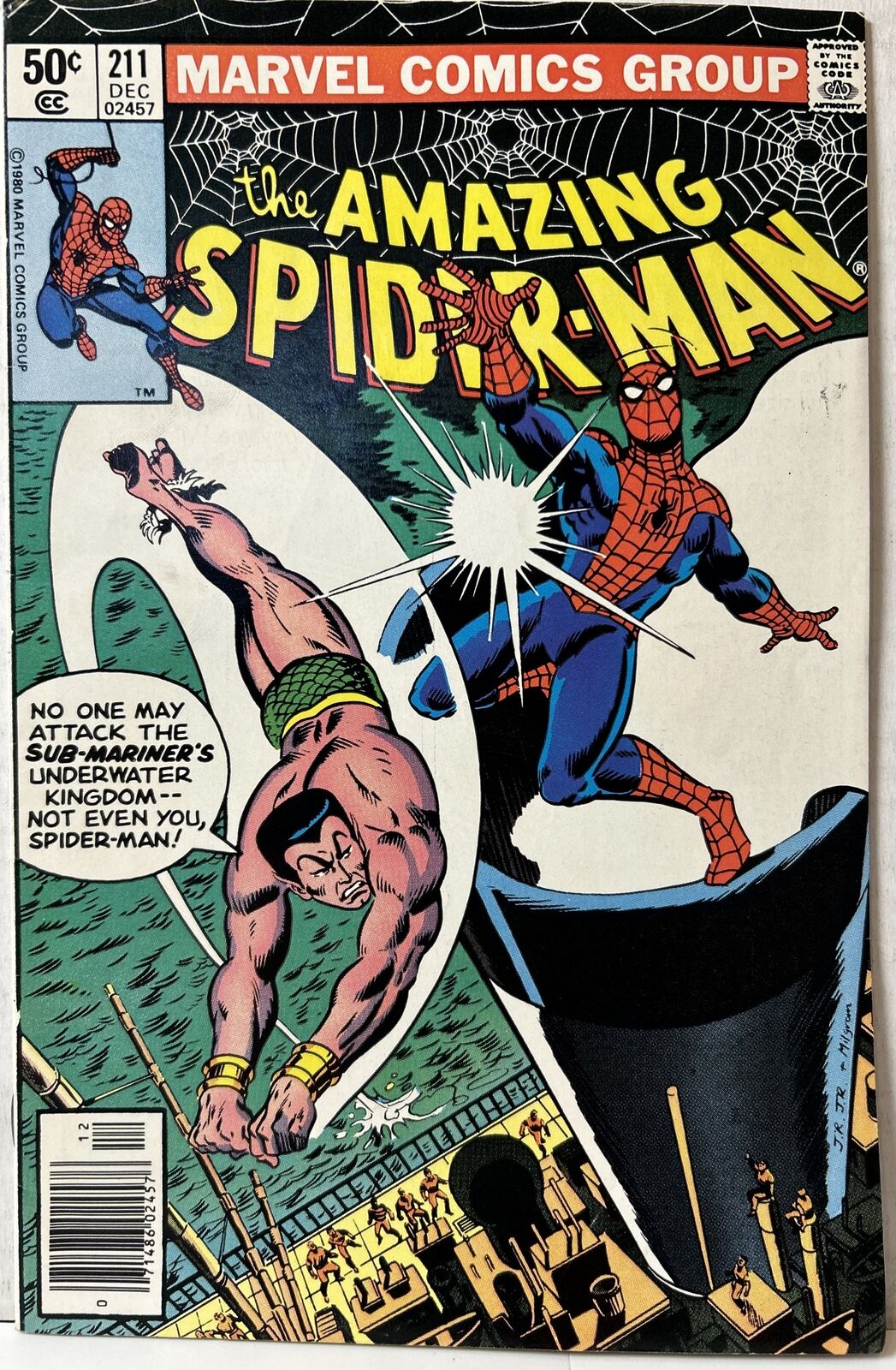 The Amazing Spider-Man #211 Dec 1980 Namor Sub-Mariner Classic Cover *FN+*