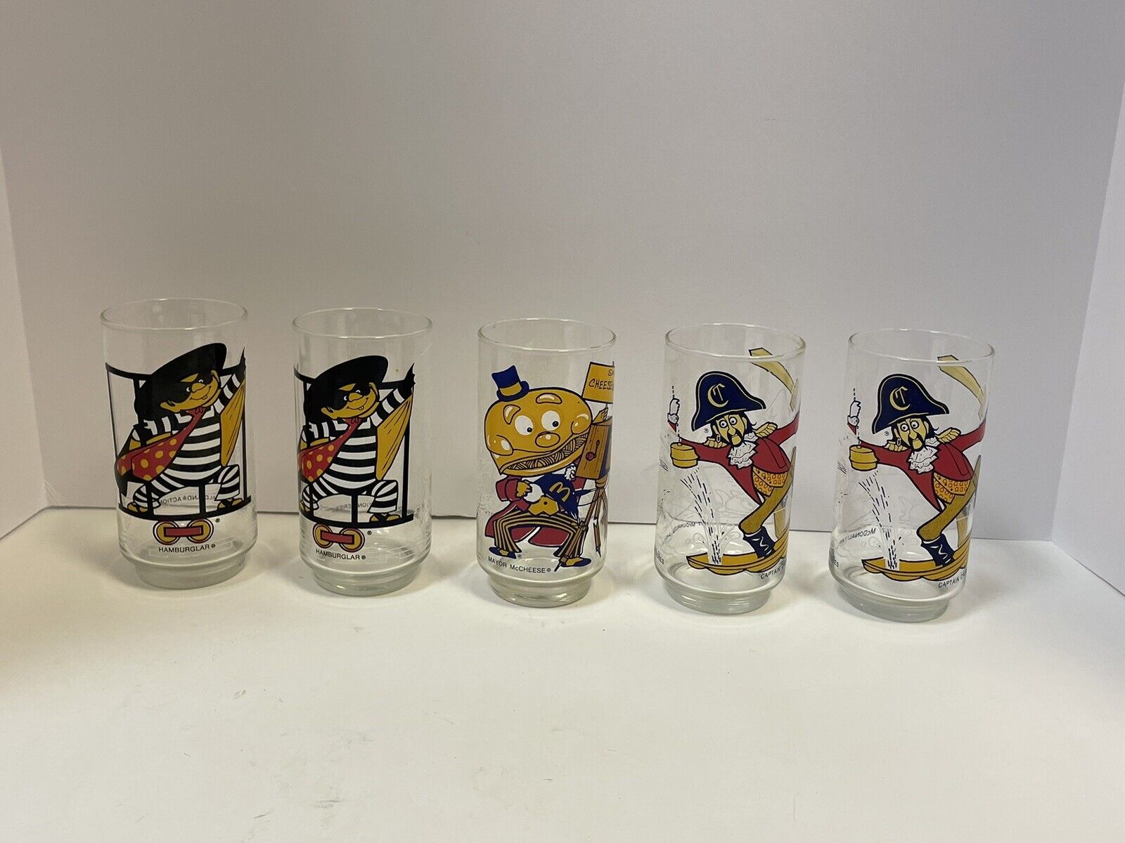 McDonald’s 1977 McDonaldland Action Series Lot Set 5 Drinking Glasses 16oz