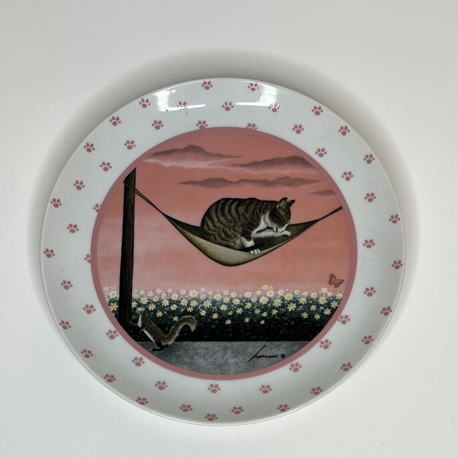 Lowell Herrero 1988 Cat in a Hammock Collectable Plate 7.5\