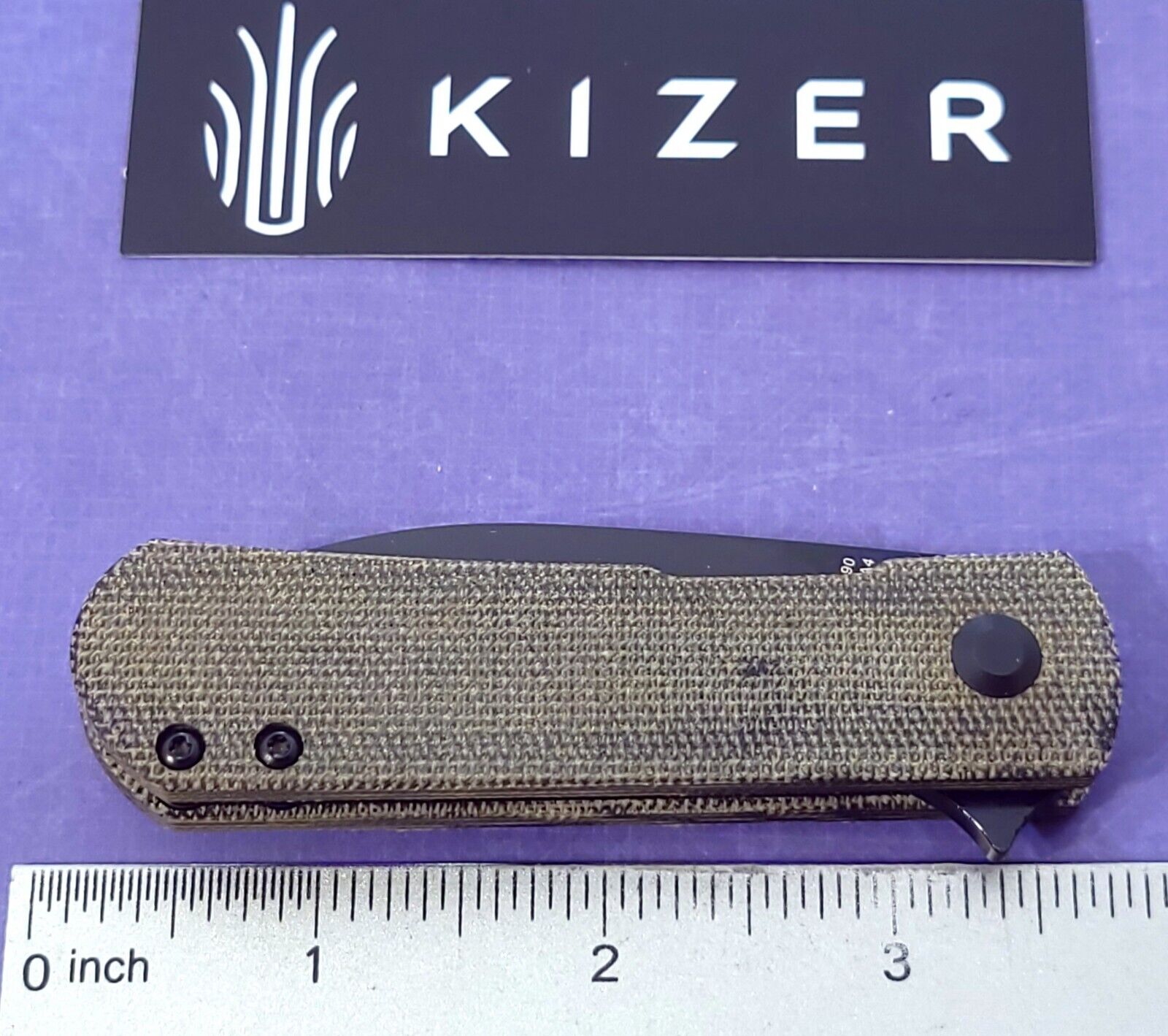 KIZER CUTLERY Knife YORKIE Tactical Flipper Liner Lock Black Canvas Micarta NIB