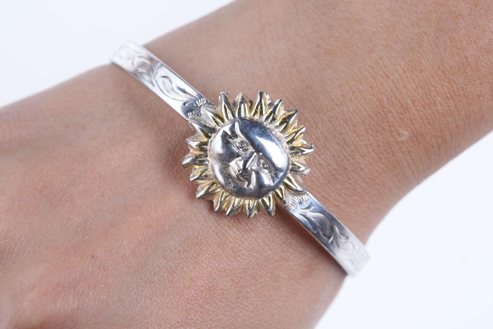 Retro Mexican Sterling Sunface cuff bracelet