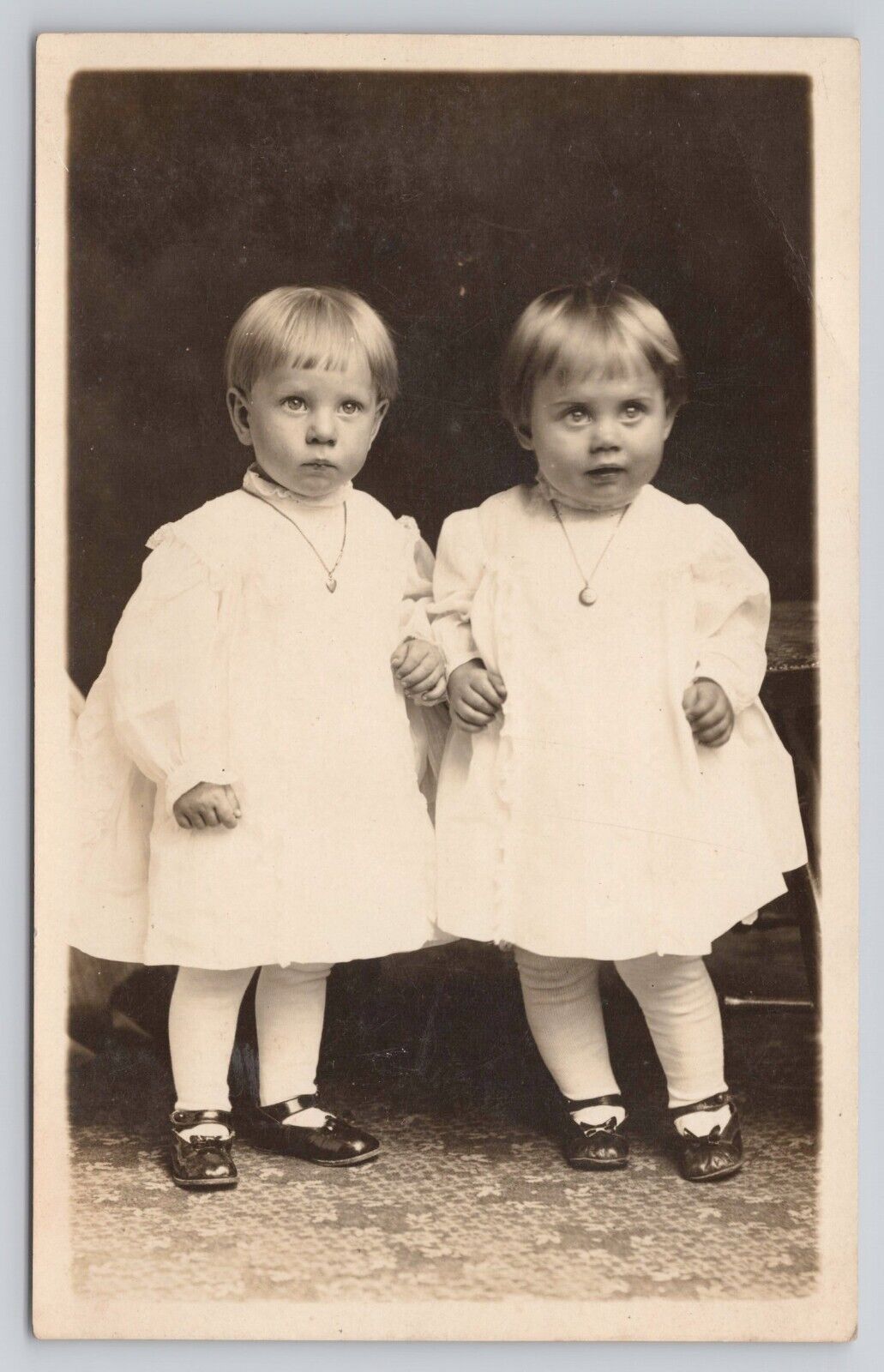 RPPC of 2 Young Girls in White Dresses Unposted AZO c1904-1918 Photo Postcard