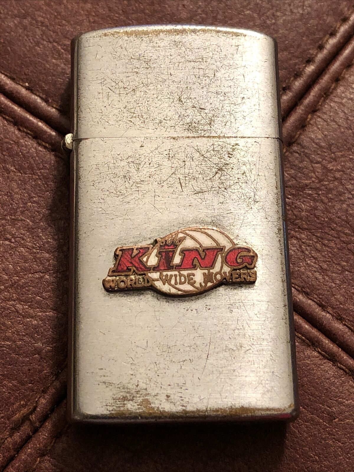Vintage Advertising Lighter KING Workd Wide Movers - Great Logo