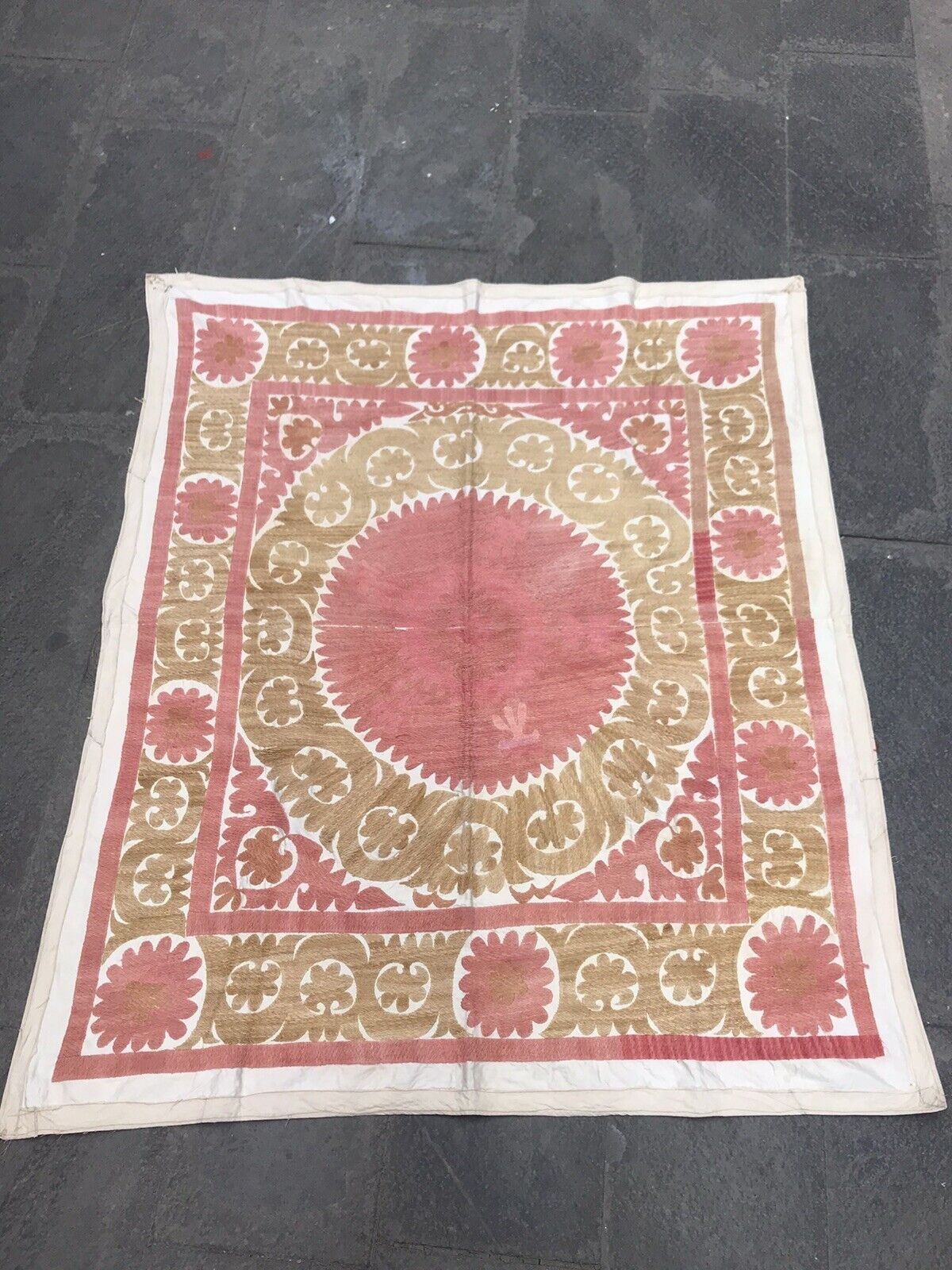 Vintage Handmade Suzani Tablecover, Home Decorations, Uzbek Suzani Textile