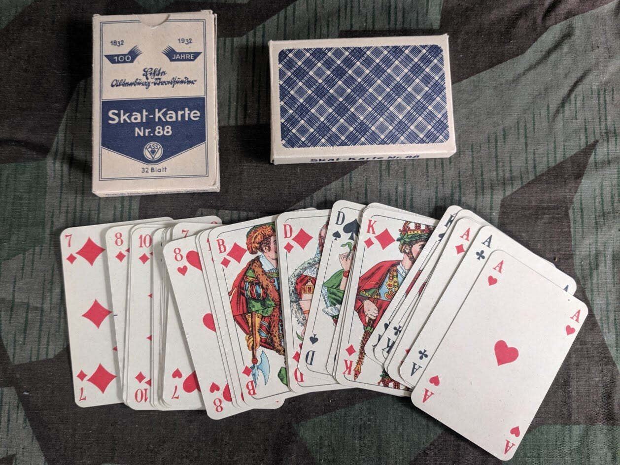 Vintage Pre-WWII German Skat Playing Cards Deck 1932 Nr.88 1930s New Old Stock
