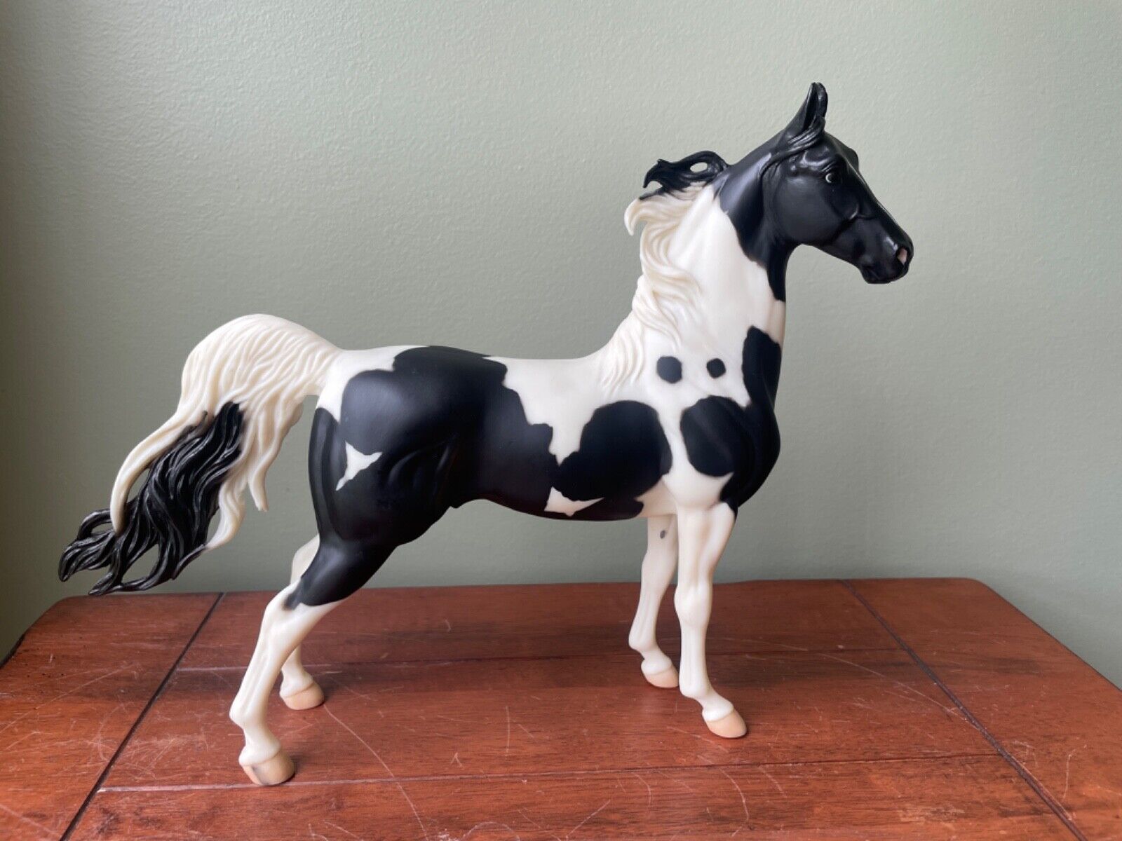 Vintage Breyer American Saddlebred Black White Pinto #1141 Horse - Retired