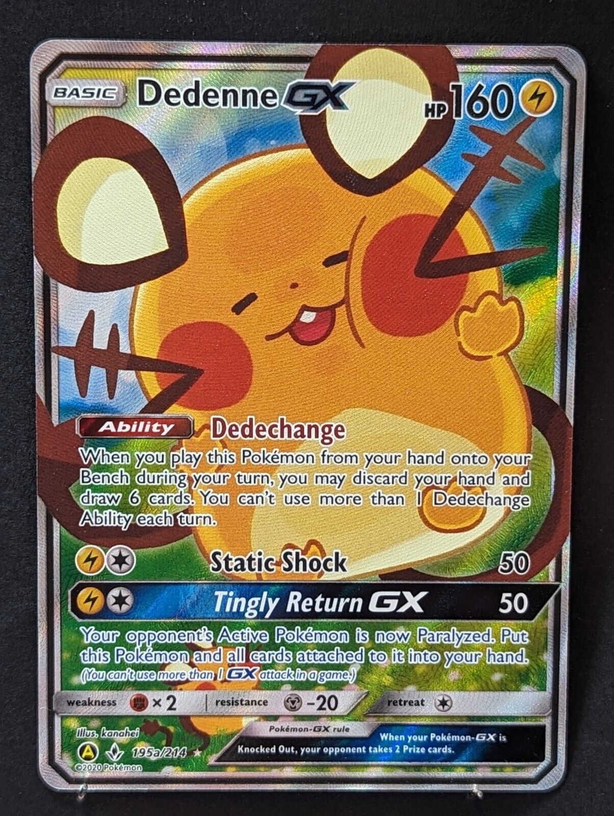Pokemon Card Dedenne GX 195a/214 Black Star Promo Alternate Art Near Mint