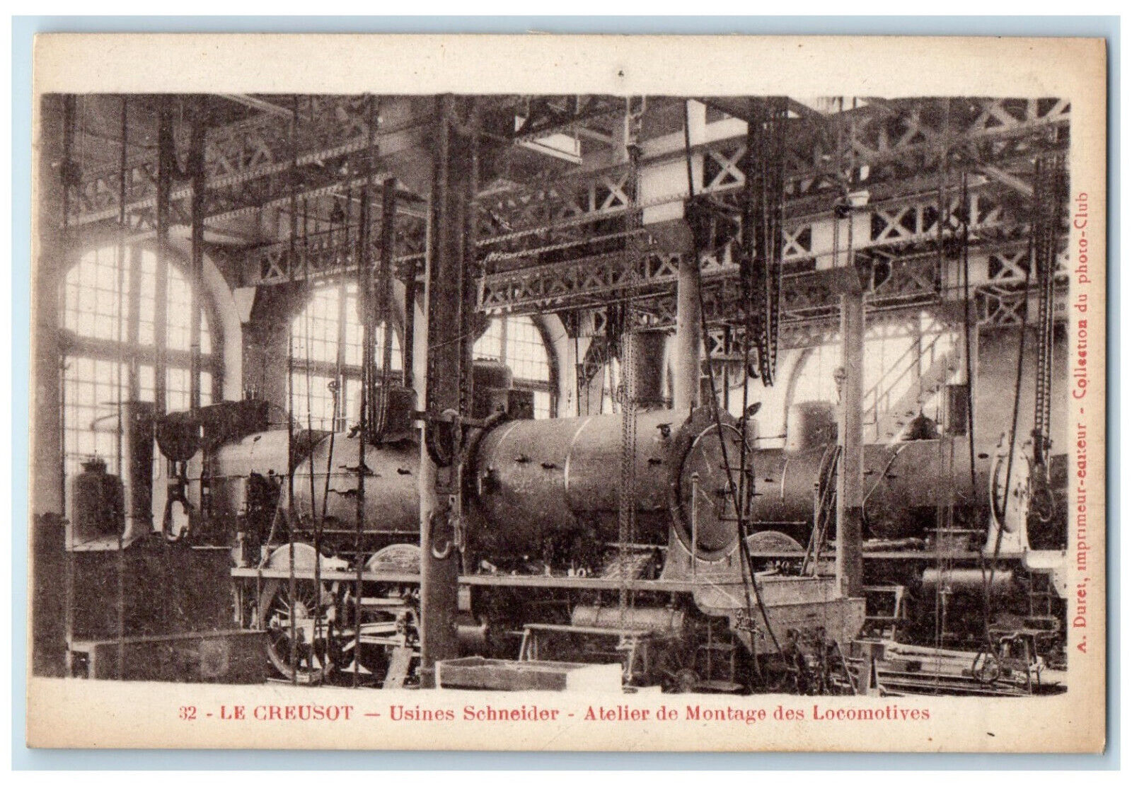 c1910 Locomotive Workshop Schneider Factories Le Creusot France Postcard