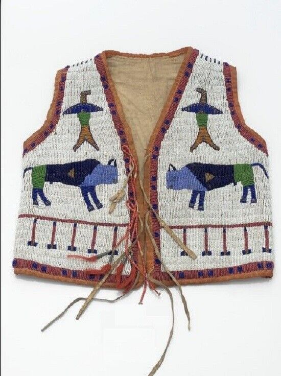 Native American Design Handmade Beaded Vest Front Powwow Regalia XNV504