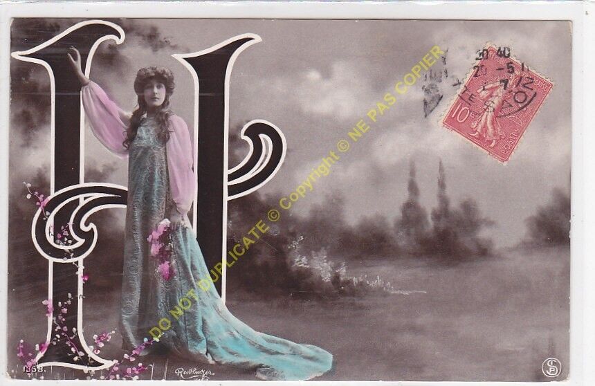 CPA Alphabet Photo PC Letter H Reutlinger Woman New Art 1907