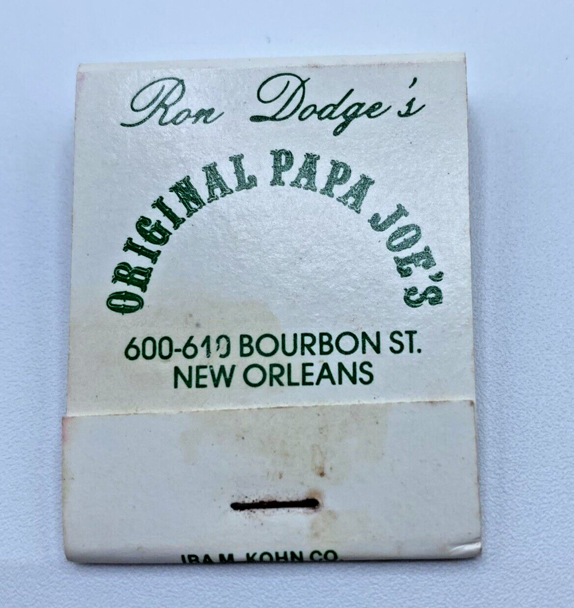 Matchbook Ron Dodge\'s Original Papa Joe\'s Bourbon St New Orleans Bar - Unstruck