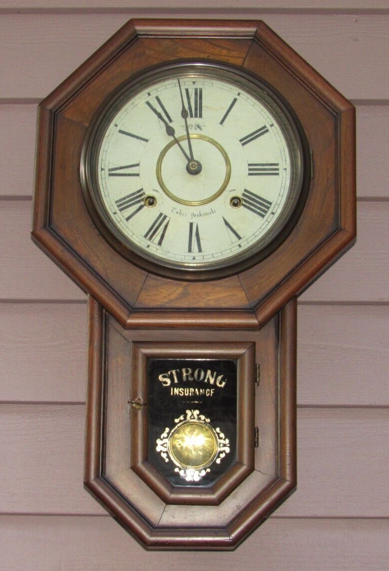 Antique Regulator Wall Clock 8-Day, Time/Strike, Key-wind