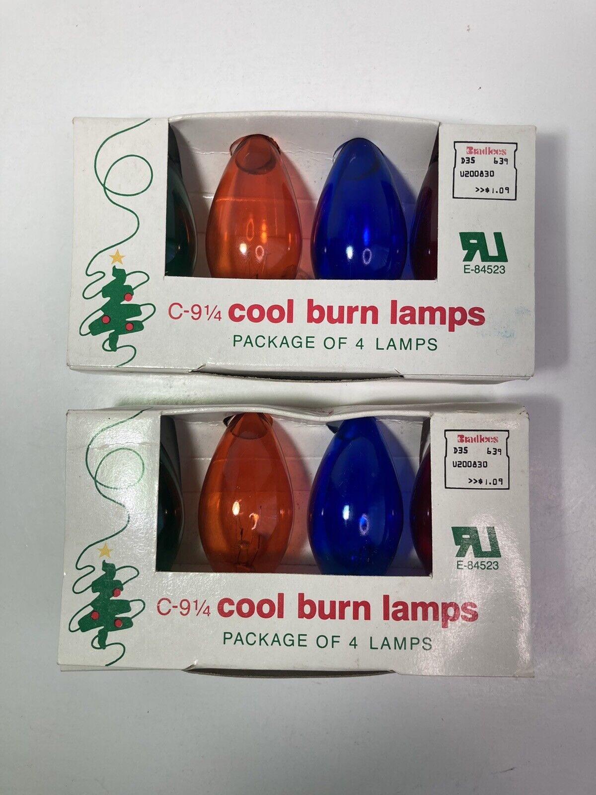 Vintage Christmas C 9 1/4 Cool Burn Lamps  Bulbs Red Green Blue Orange