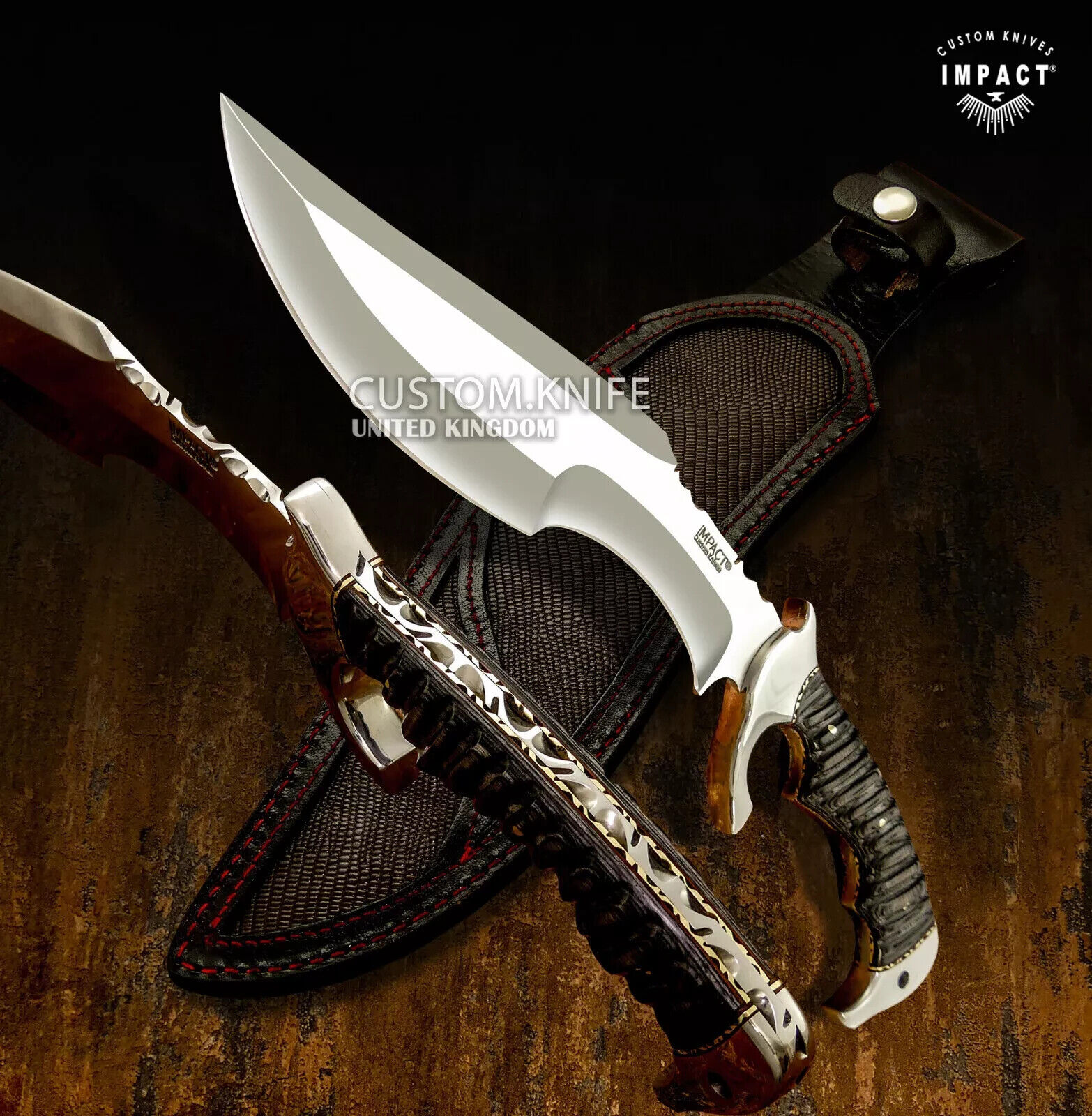 IMPACT CUTLERY CUSTOM COMBAT HUNTING BOWIE KNIFE EXOTIC WOOD HANDLE- 1642