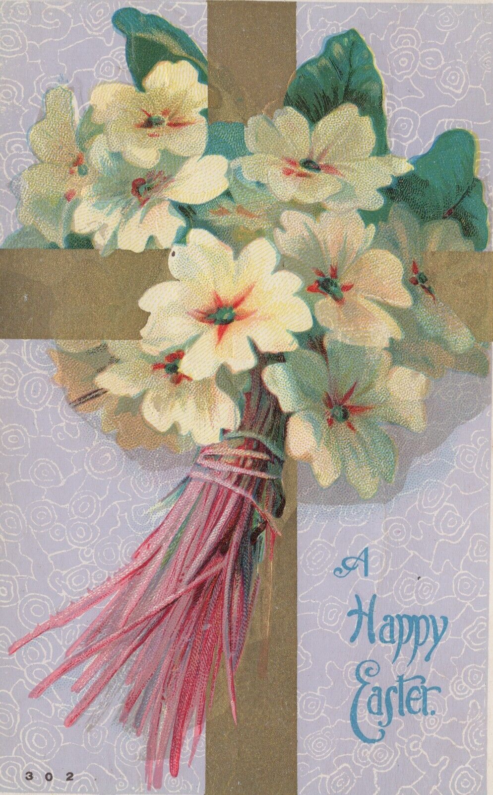 A Happy Easter Floral Cross Religious Christian Divided Back Vintage Post Card