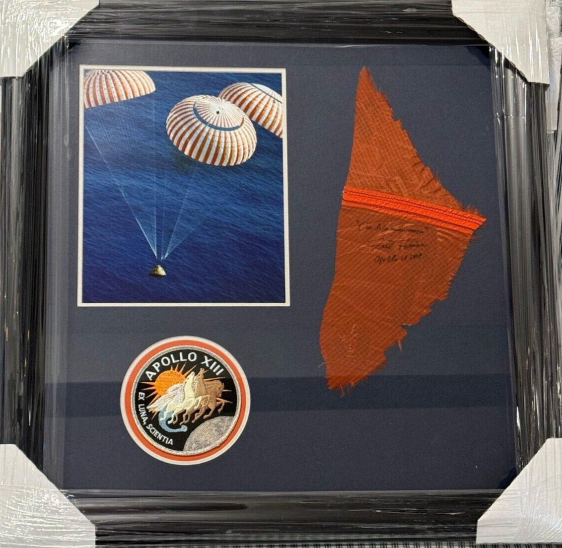 Fred Haise Apollo 13 Splashdown NASA Parachute Signed Framed Astronaut ZARELLI