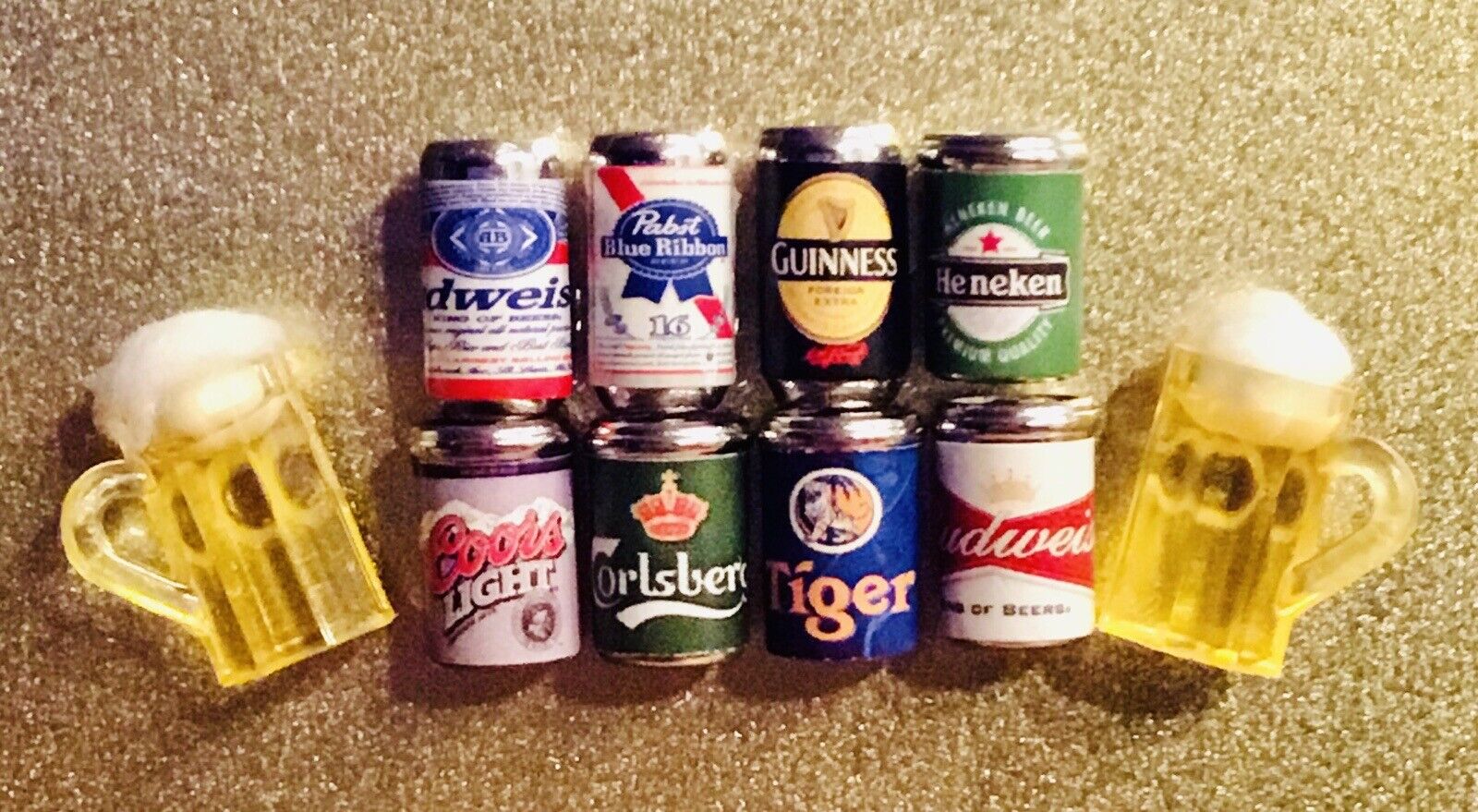 3D Beer Fridge Magnet Lot Handcraft 👻🧲 (10) Pc Cans and Mugs Mini Style