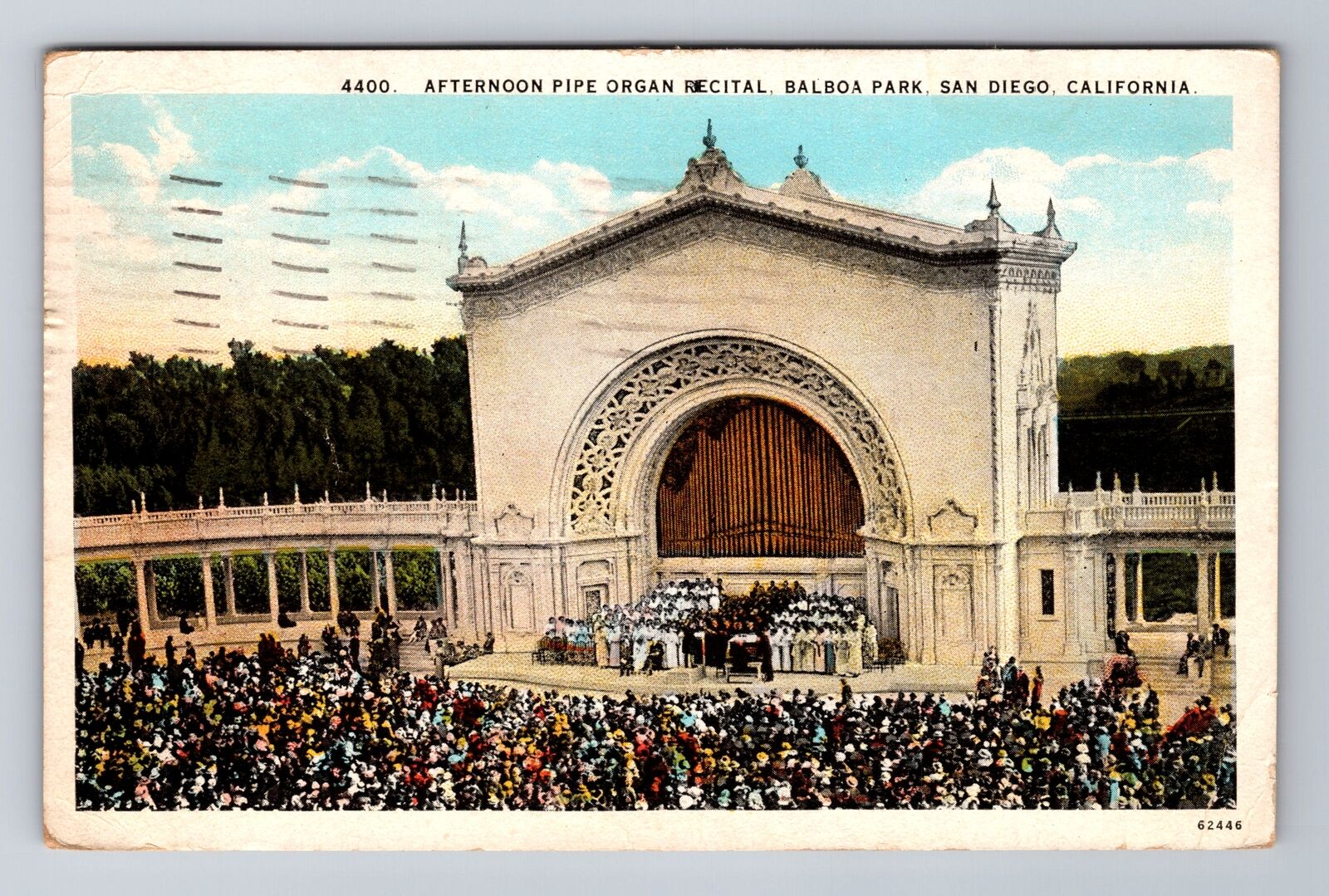 San Diego CA-California, Balboa Park, Pipe Organ Recital, c1927 Vintage Postcard