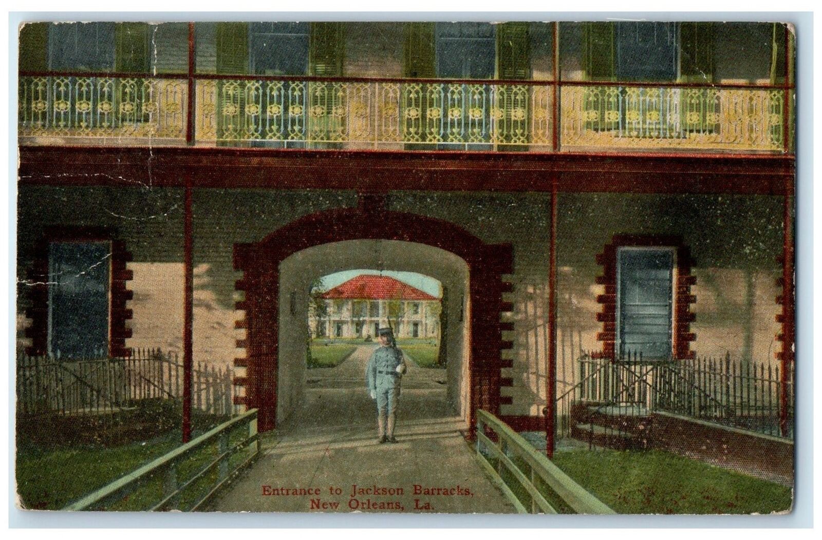 c1910\'s Entrance Of Jackson Barracks Guard New Orleans Louisiana LA Postcard