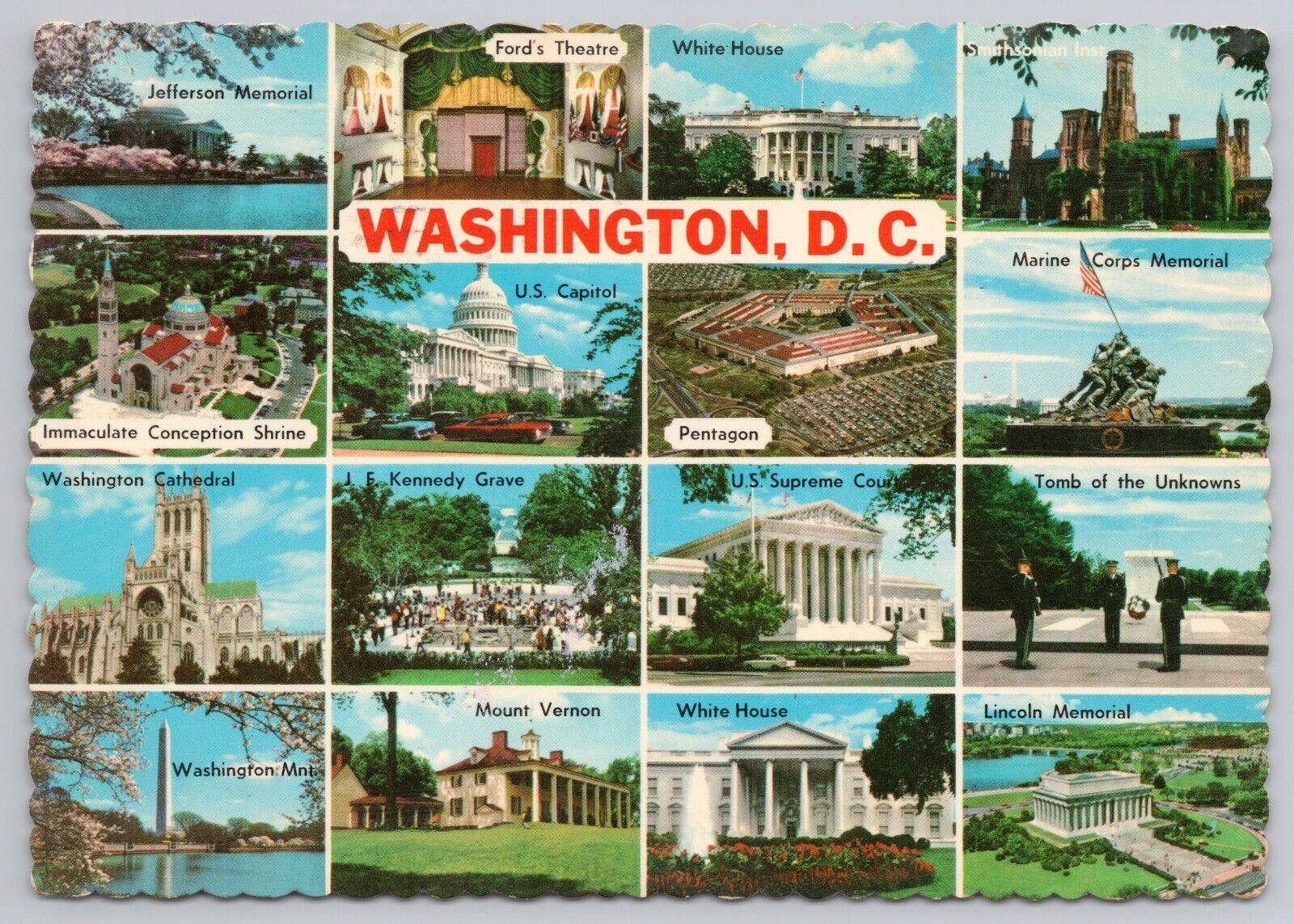 Postcard Washington DC Historical Sites & Monuments