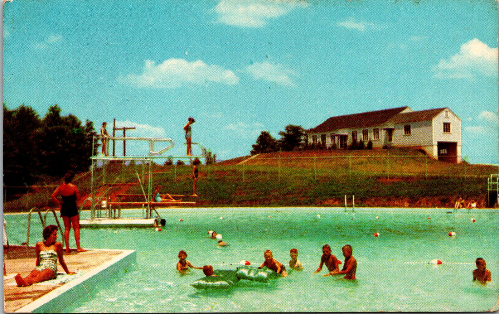 Vtg 1960's American Legion Swimming Pool Dahlonega Georgia GA Chrome Postcard
