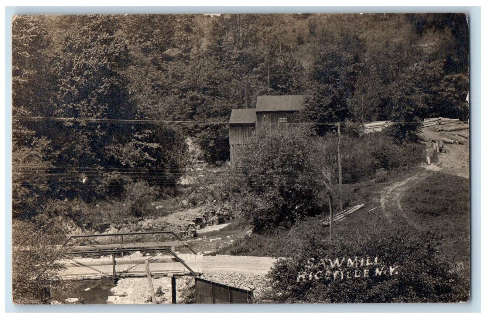 c1910's Sawmill Riceville New York NY, Cattaraugus RPPC Photo Antique Postcard