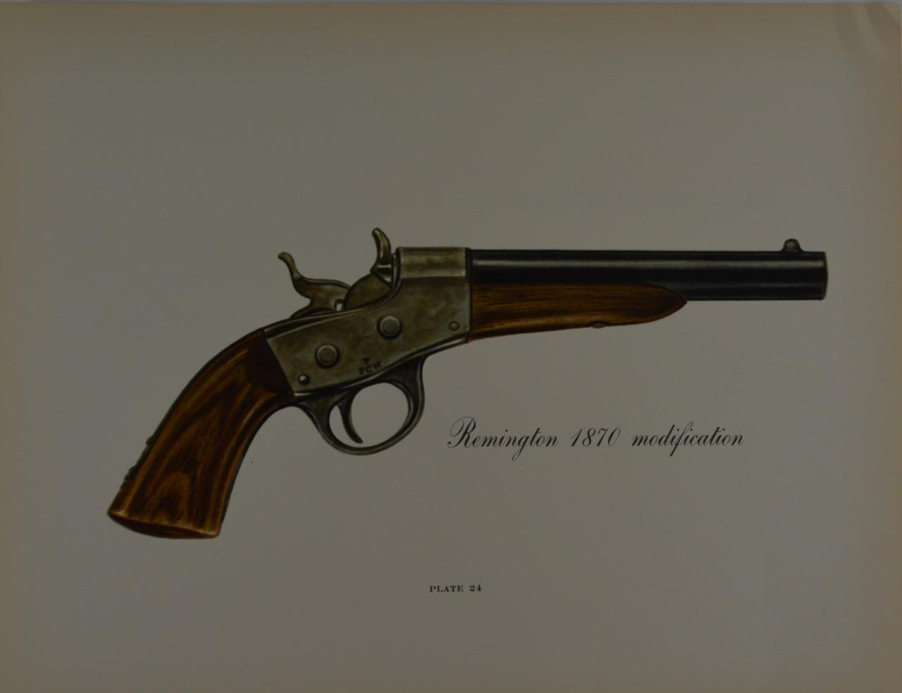 Antique US Model 1870 Remington Pistol Art Print Limited Edition 1955 Original