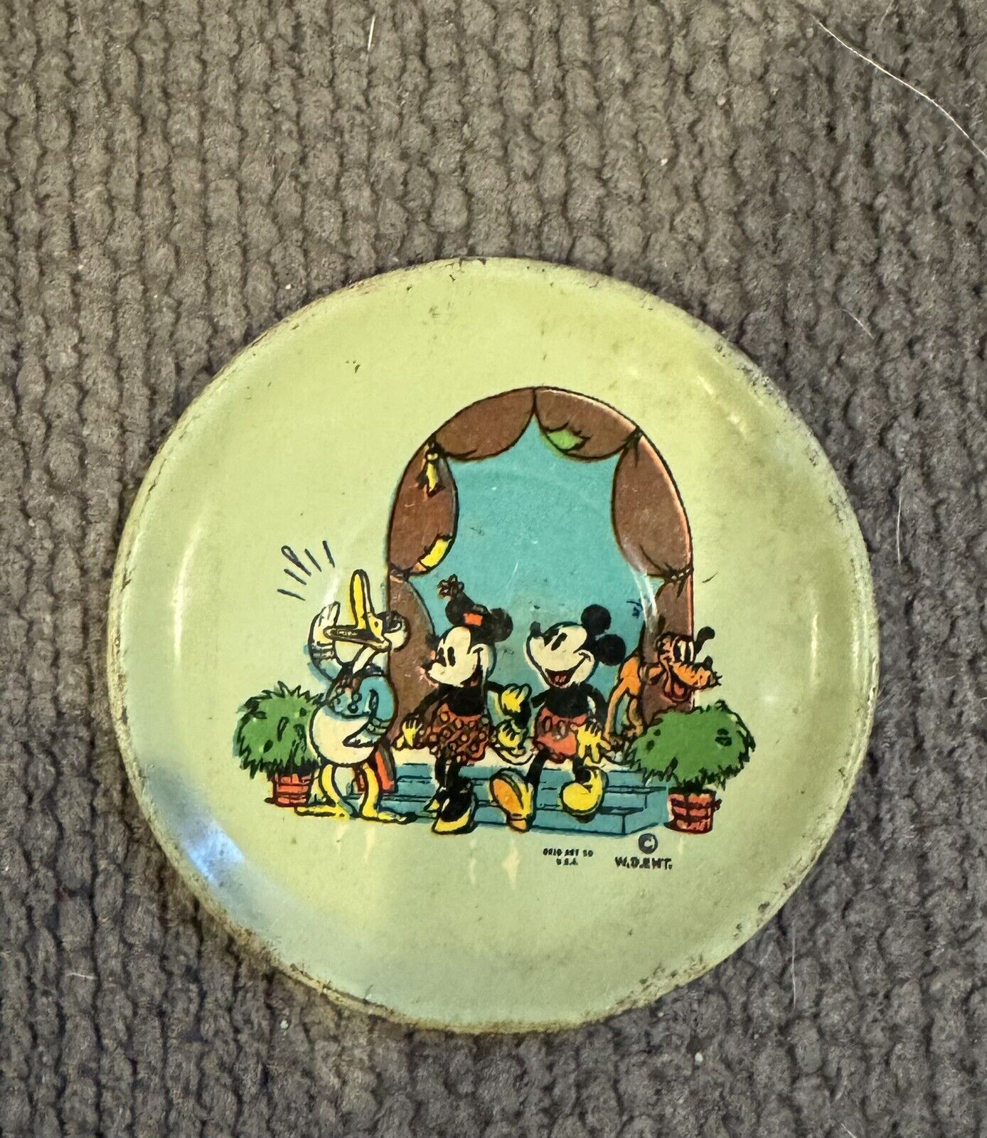 Vintage 1930s Early MICKEY MOUSE Childs Minnie and Mickey Mouse Toy TIN Plate