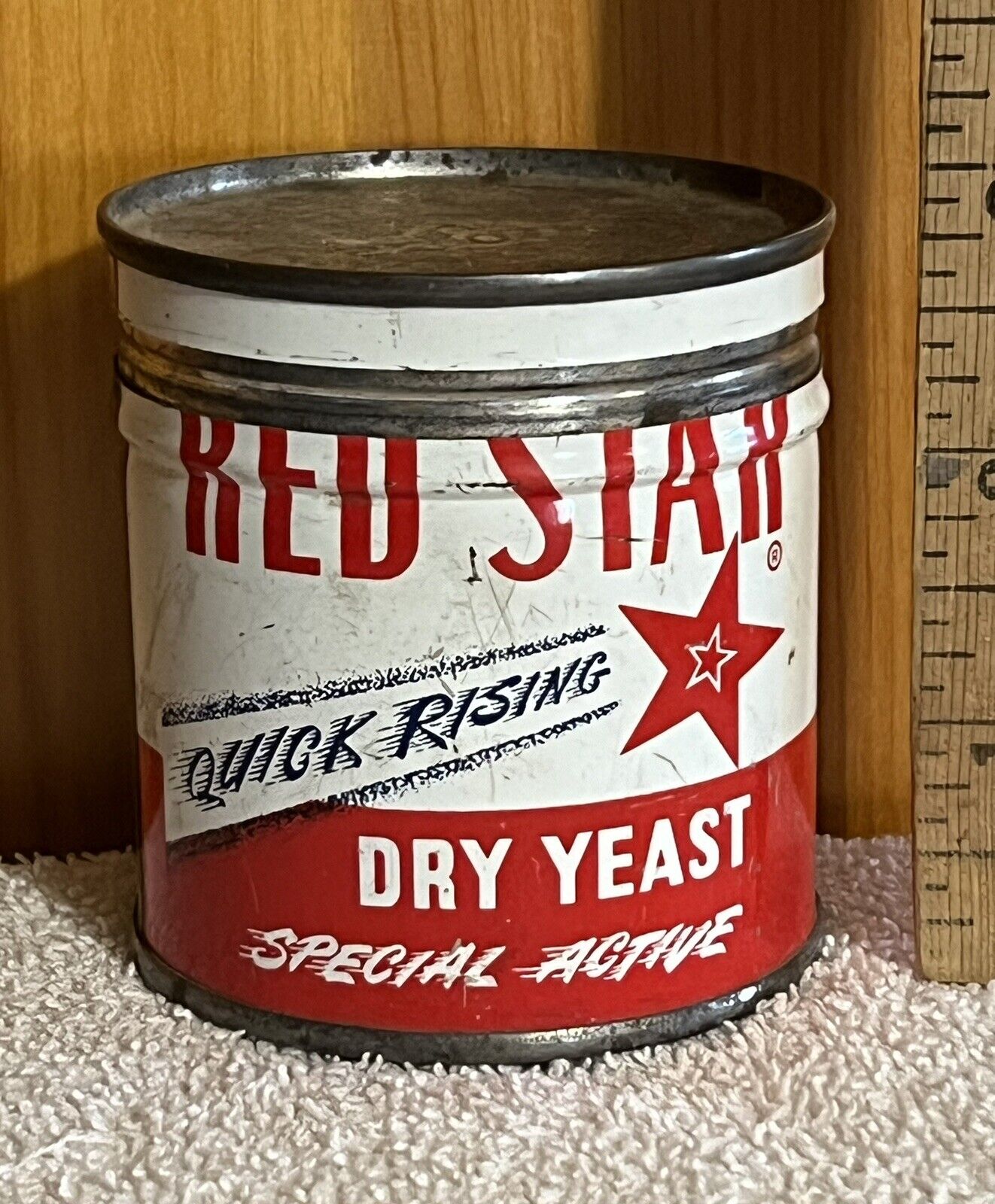 Vintage Antique Red Star Tin Empty Quick Rising Dry Yeast