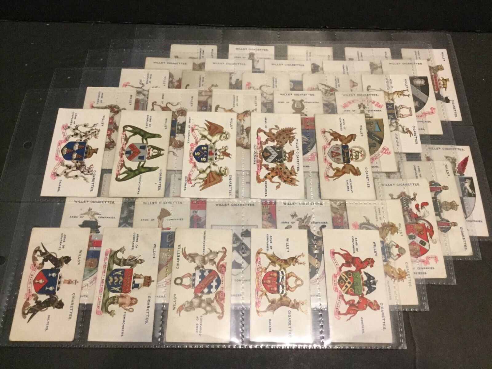 1913 Wills Arms of Companies Set of 50 Cards in Plastic Sheets Sku762S