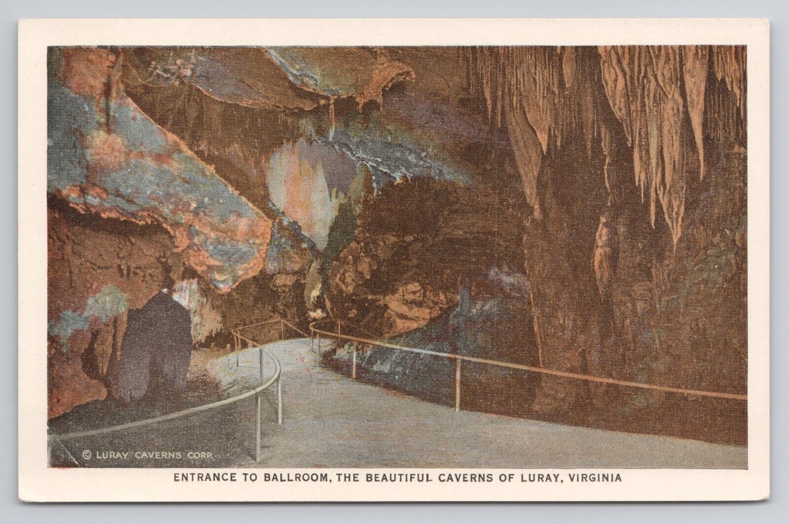 Postcard Entrance To Ballroom The Beautiful Caverns Of Luray Virginia c1920