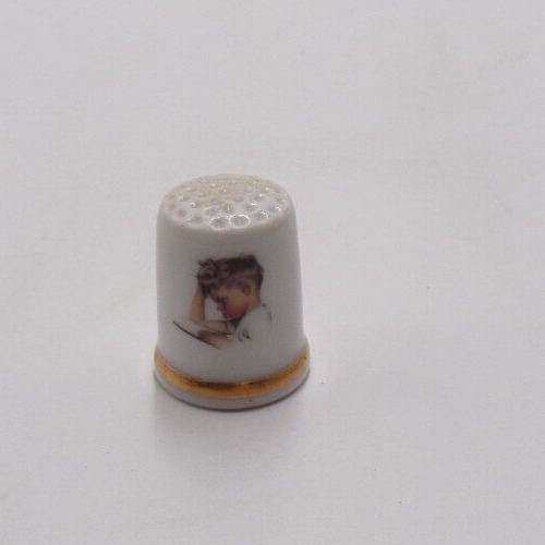 VTG 1980 SEP Norman Rockwell Day In the Life of A Boy B-2 Porcelain Thimble