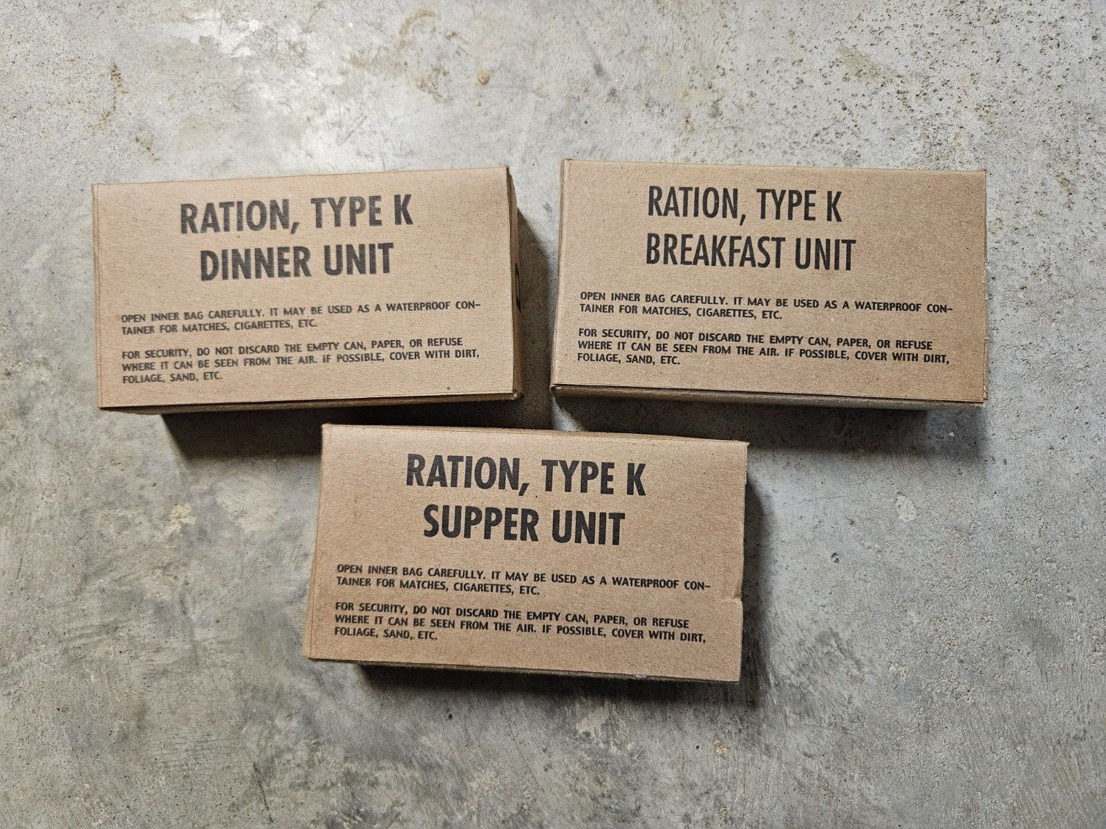 Reproduction WWII US Military Early War K-Ration Box Set (Sealed) GOOD CONDITION
