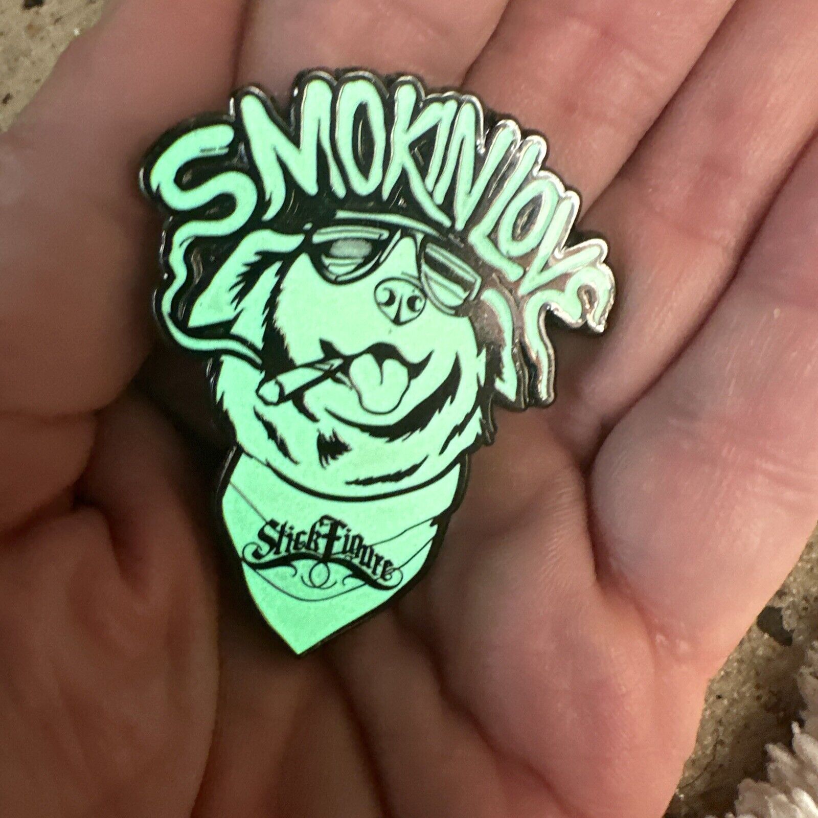 Stick Figure Smokin’ Love Cocoa the Tour Dog pin Limited Edition LE75  GLOWS