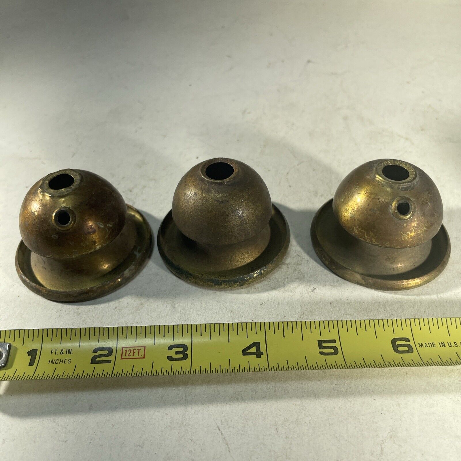 3 Antique Brass Light Socket Cups Lamp Light Part B