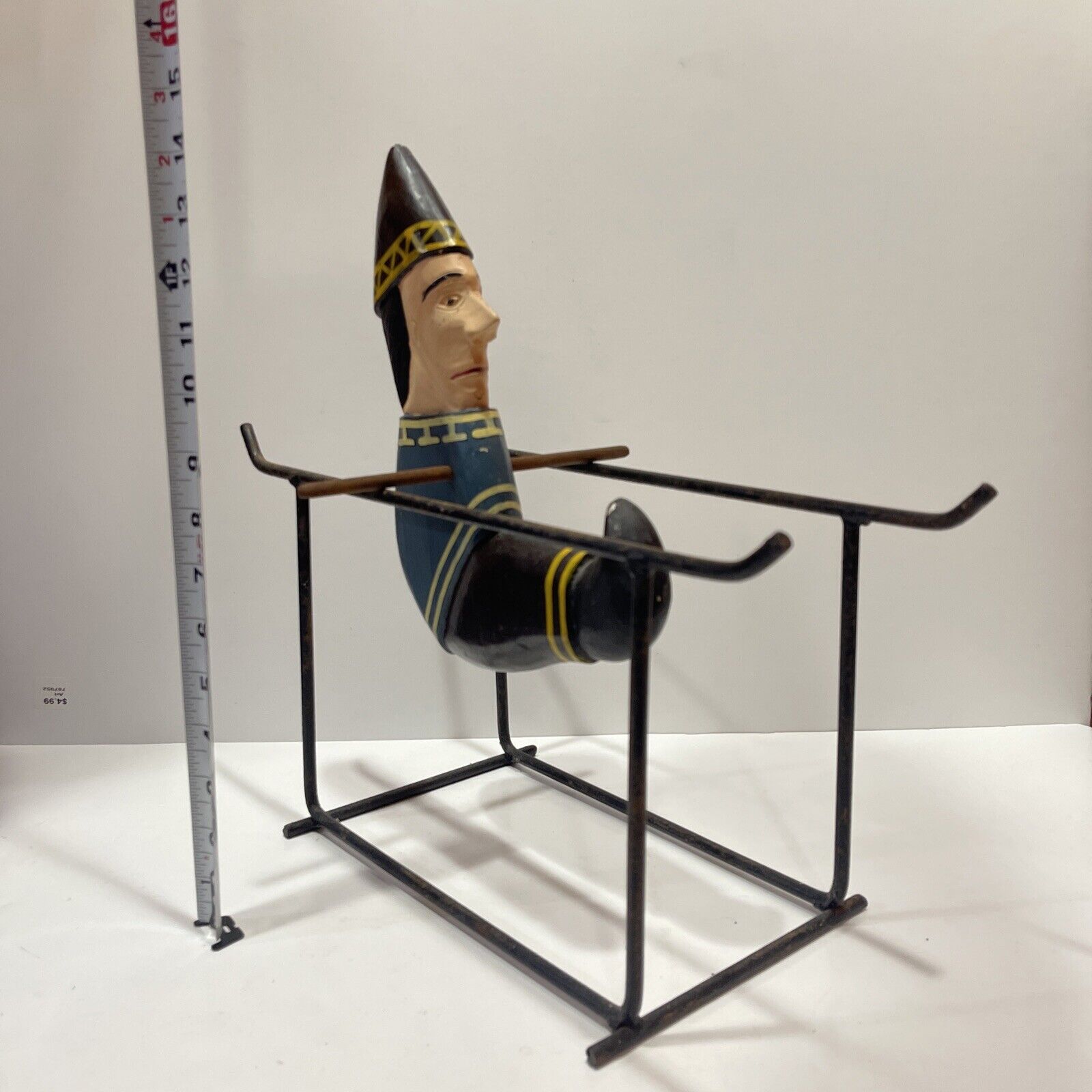 Antique Rare German Hand Carved Painted Wood Circus Balancing Toy Folk Art 15”