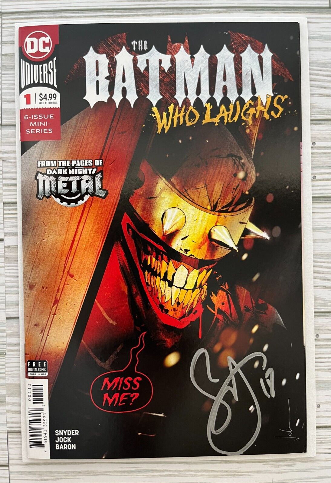 Batman Who Laughs #1 Jock Cover - Signed Scott Snyder w/ COA (2018 DC) NM