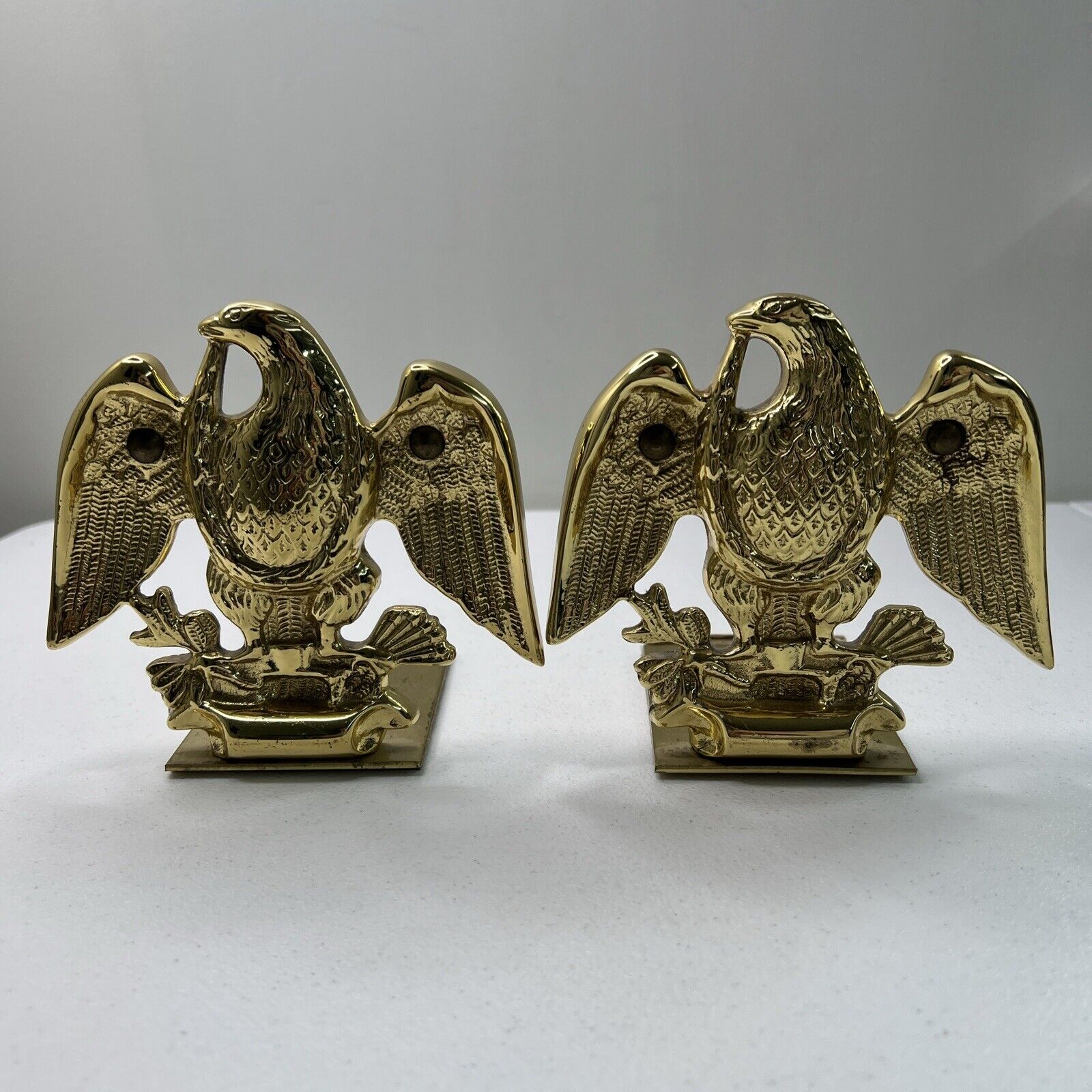 Vintage Baldwin Brass Eagle Set of Two Bookends Solid Forged Brass USA