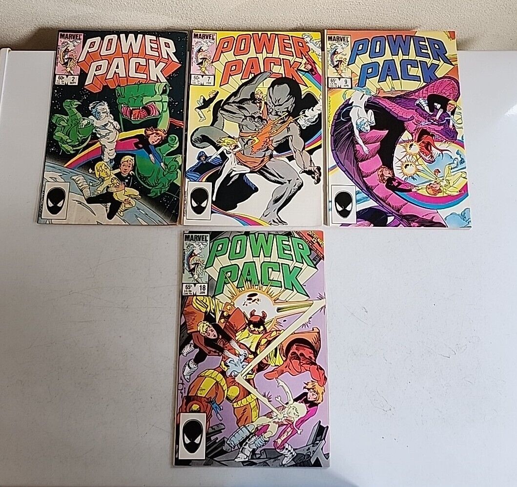 Power Pack Marvel Comics Lot Issues #2, #7, #9, & #18 VTG 80s