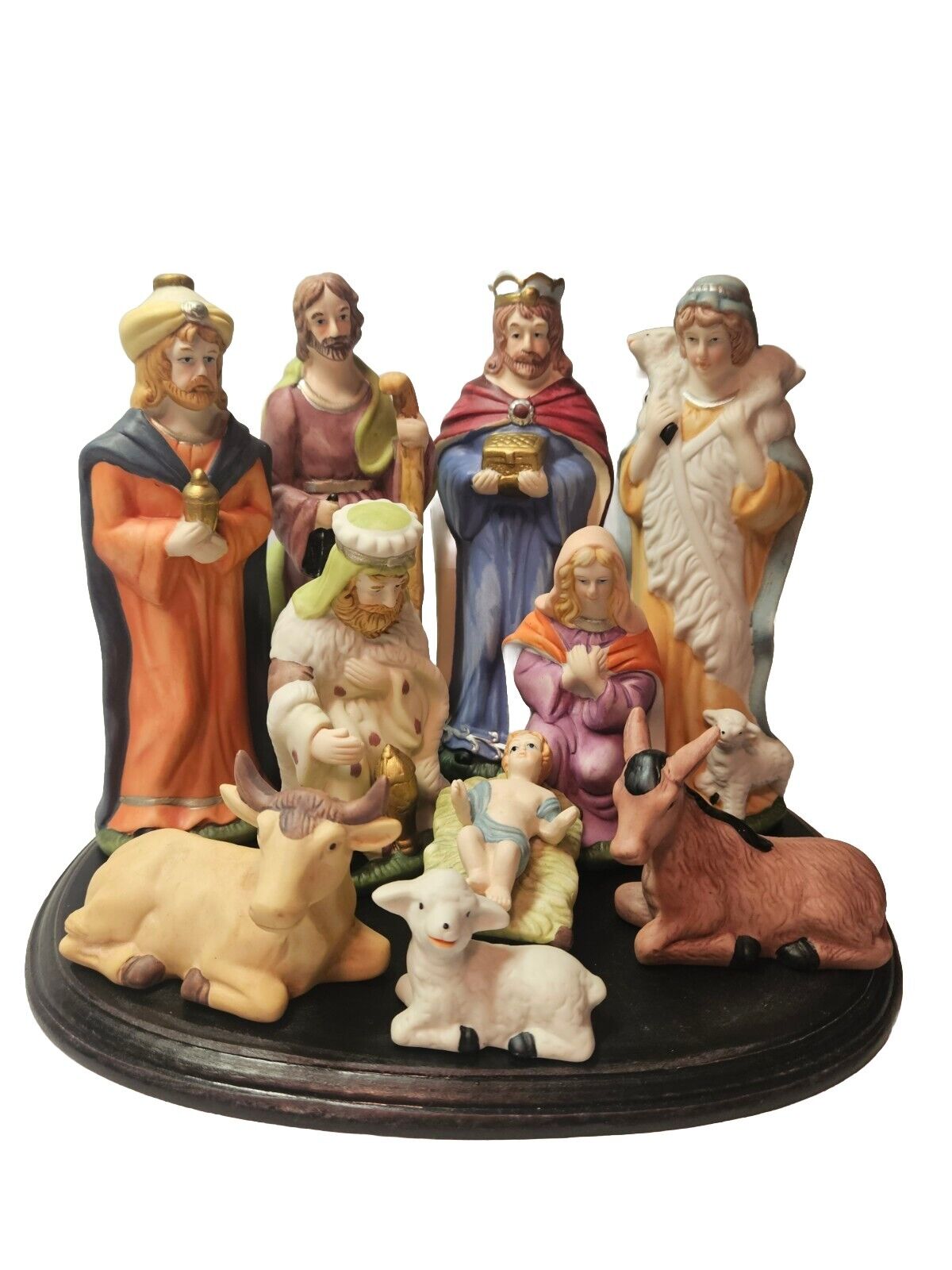 Vintage JC Penney Nativity Scene Porcelain Hand PAINTED 11 Piece In Box 2003