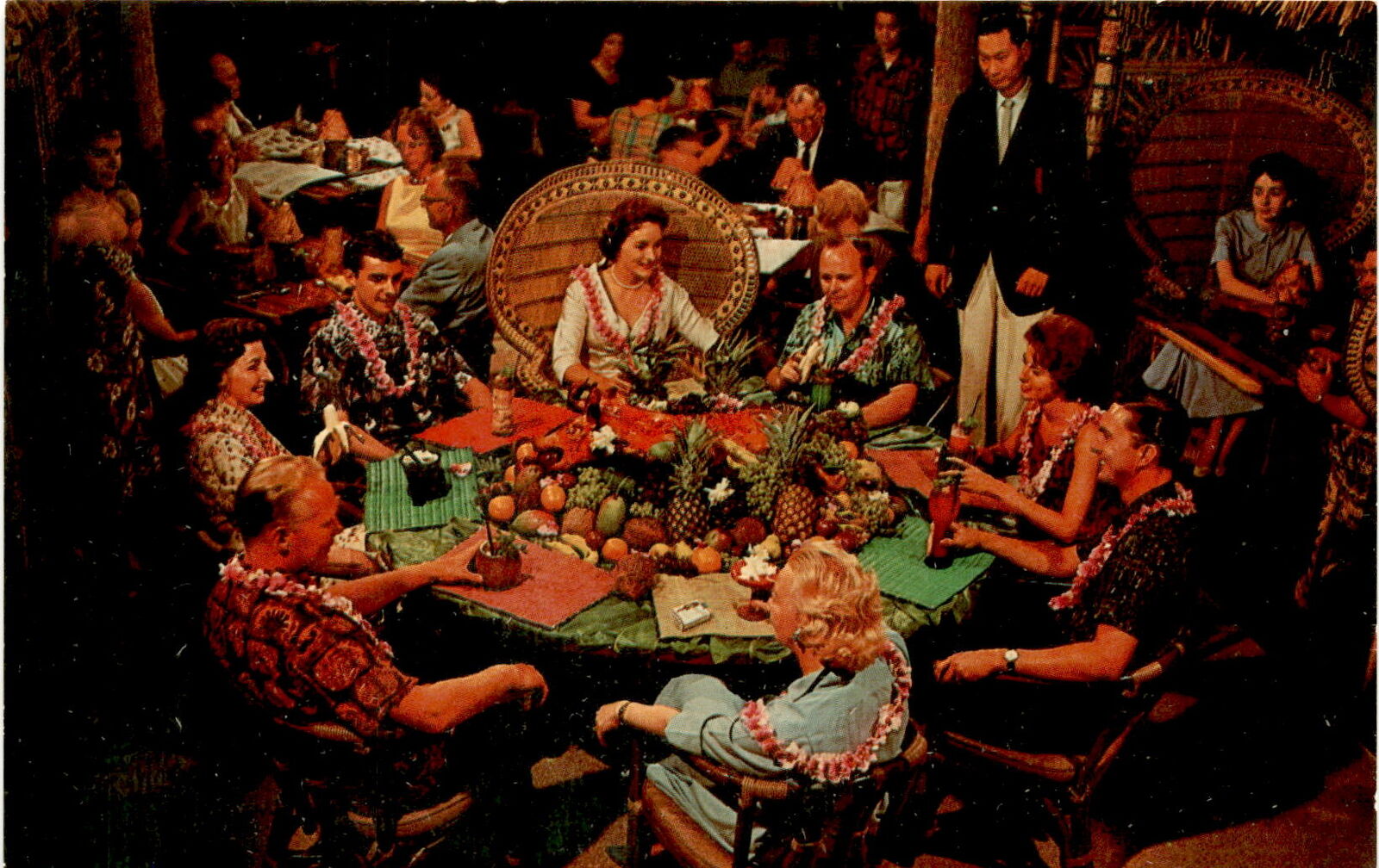 Kahiki Polynesian Supper Club, Columbus, Ohio, luau feast, Island Postcard