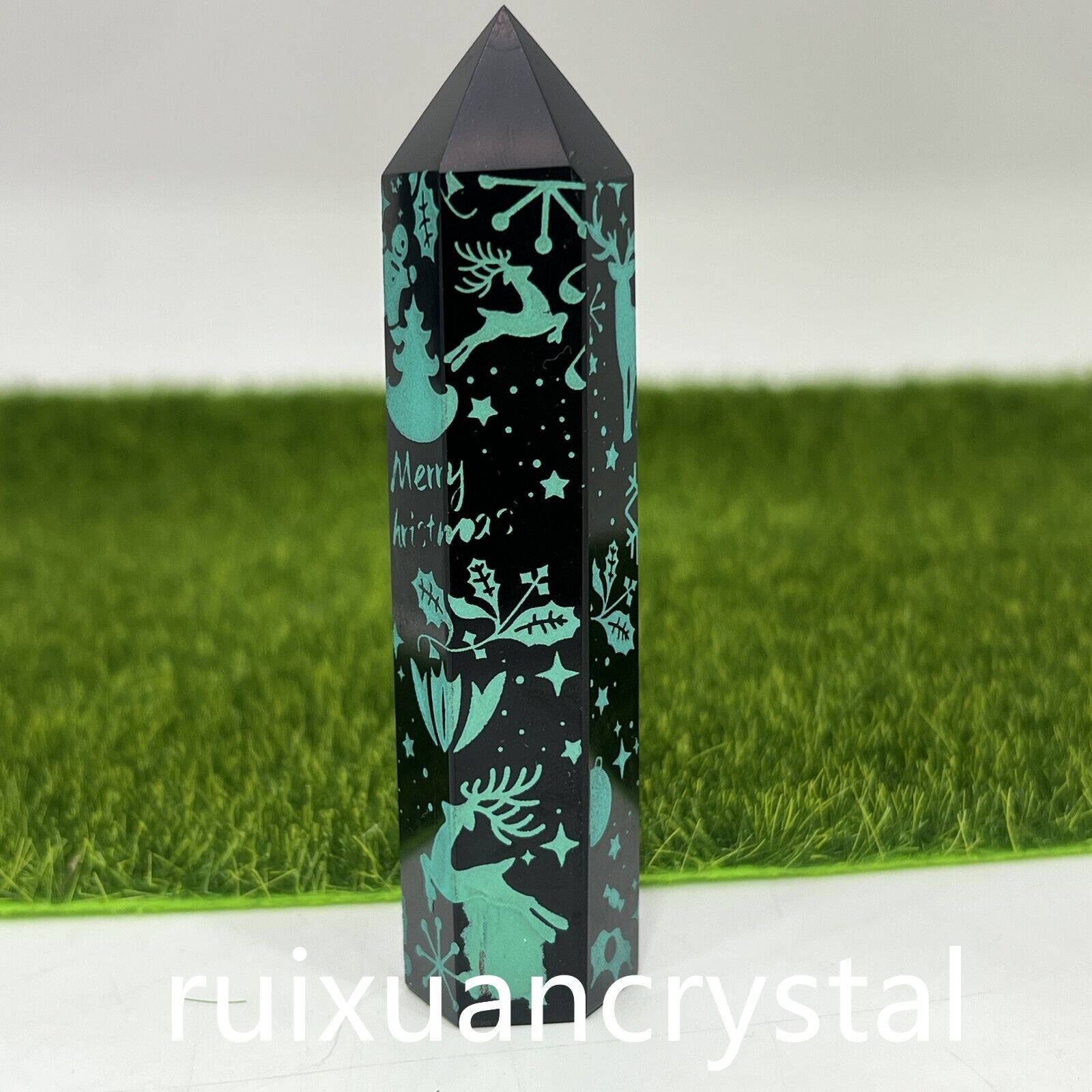 1pc Beautiful Natural Obsidian quartz crystal obelisk wand point Reiki healing