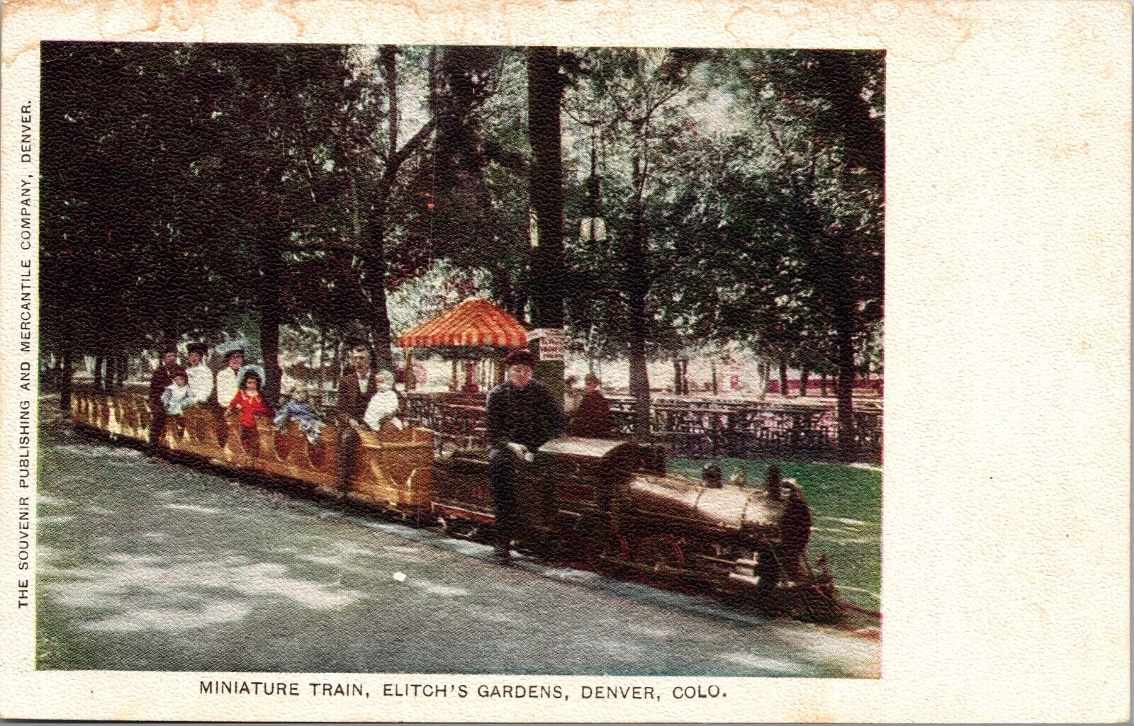 Postcard Miniature Train, Elitch\'s Gardens in Denver, Colorado
