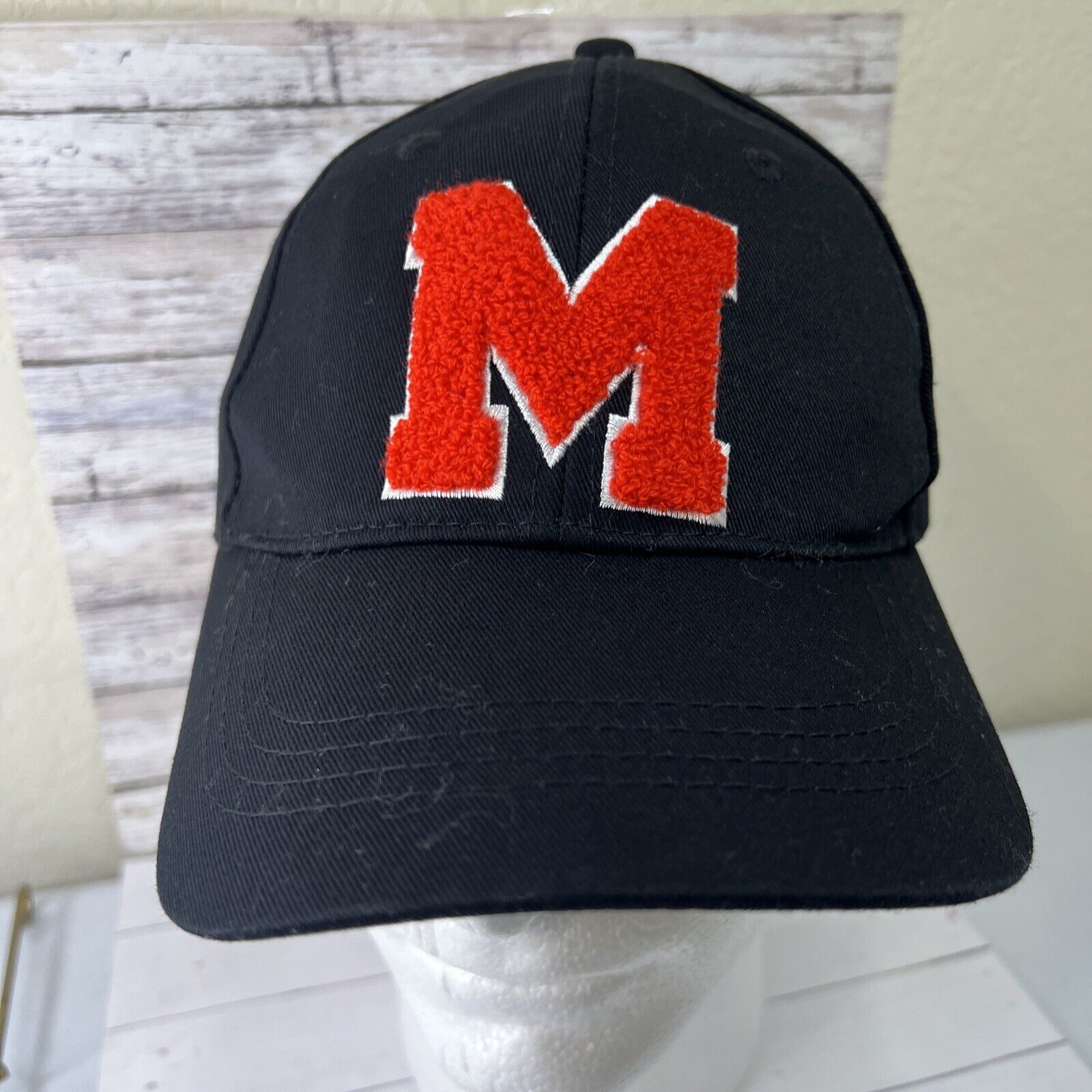 Disney Letter M Mickey Mouse Black Red Campus Baseball Cap Hat