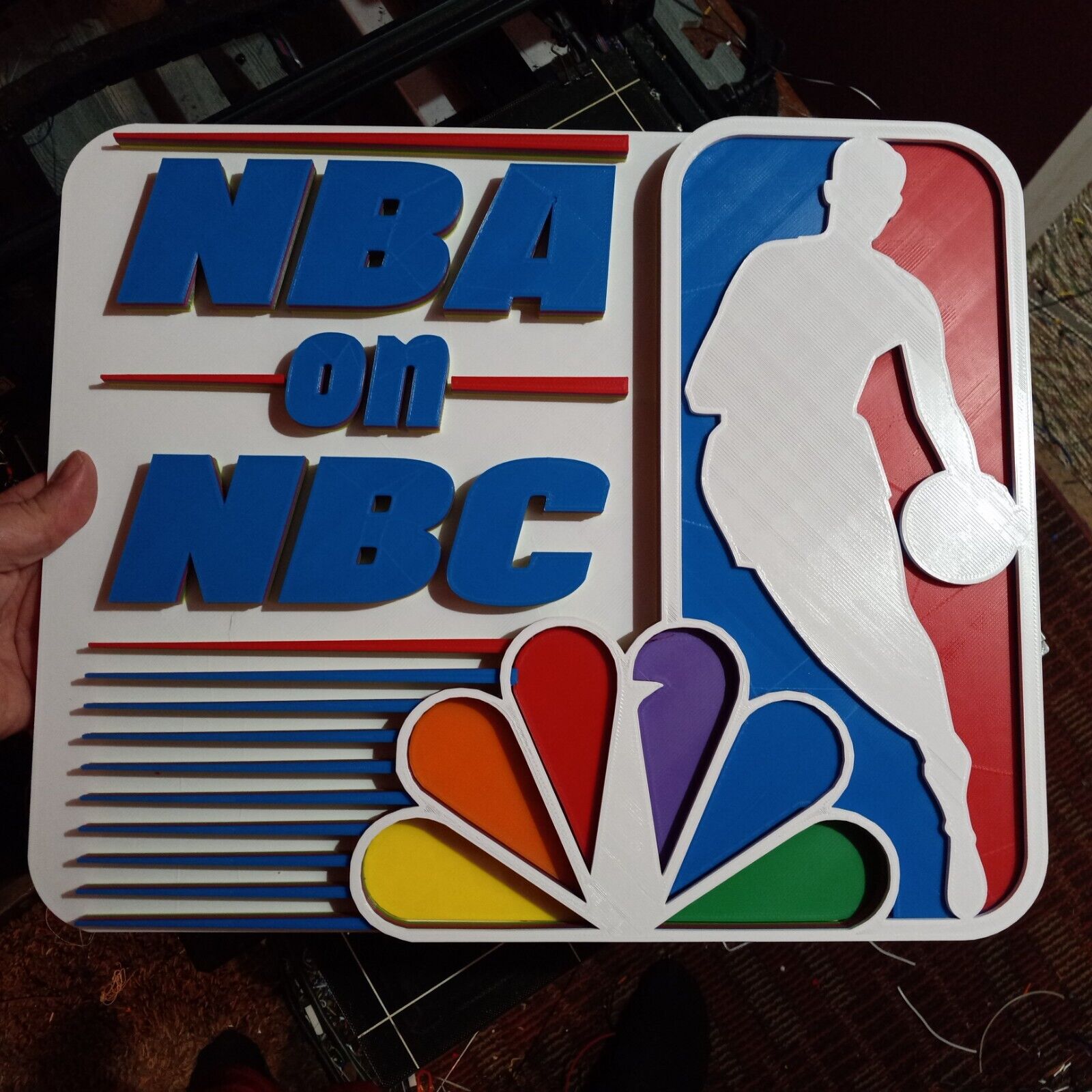 12- Inch NBA on NBC 3D sign V2 Reproduction 3D Printed Sign Man Cave Collectors