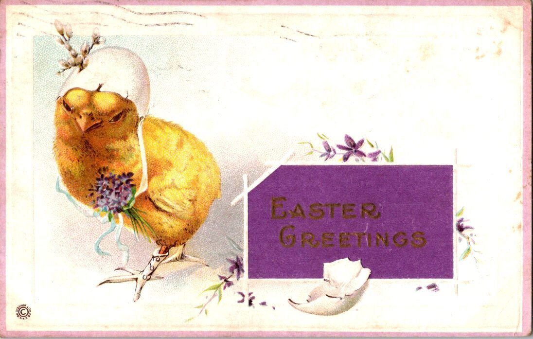 C.1921 Vintage Postcard Detroit MI Conotton Ohio Easter Collectible