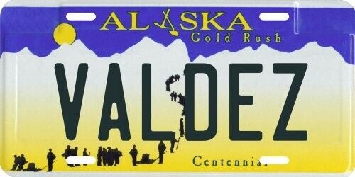 Valdez, Alaska Aluminum License Plate